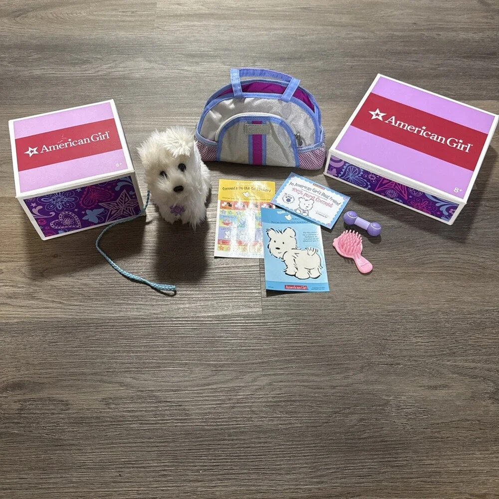 American Girl Coconut Dog NIB With Carrier & Accessories